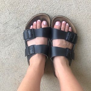 Black Leather Birkenstock Sandals